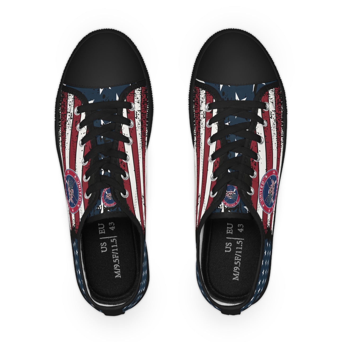 Patriotic "United We Stand" Men's Low Top Sneakers