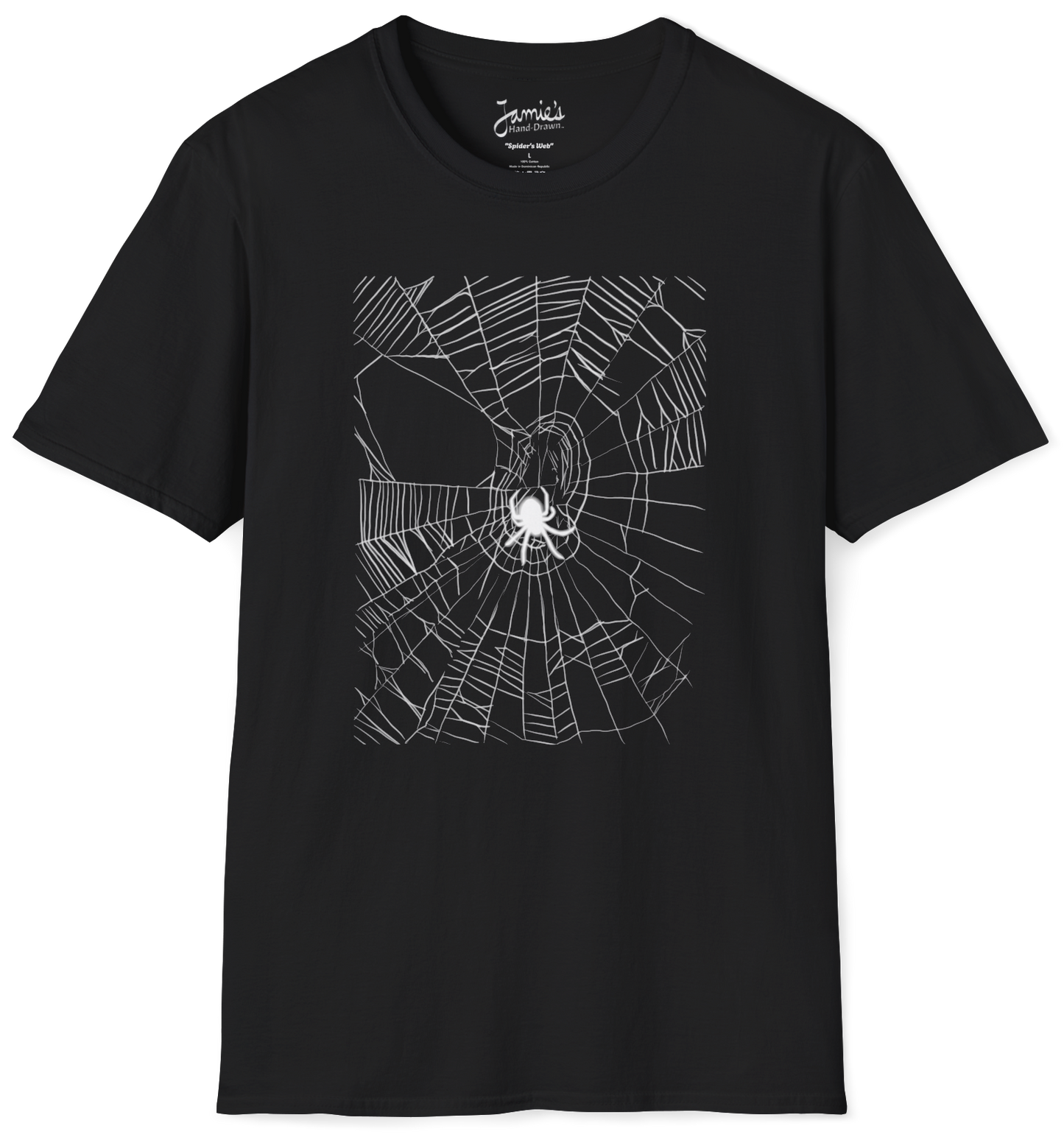"Spider's Web" from Jamie's Hand-Drawn spider Collection Unisex Soft-style T-Shirt
