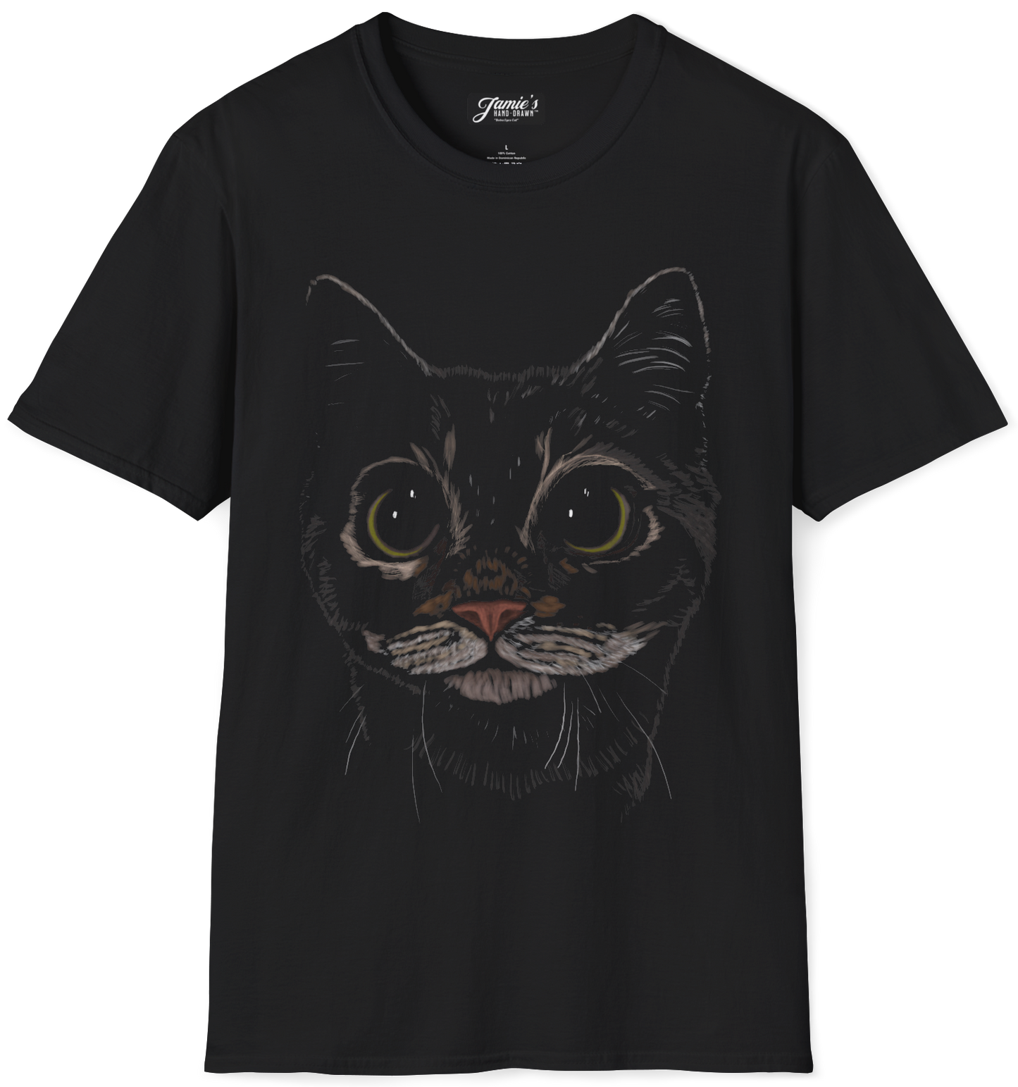 "Boba Eyes Cat" from Jamie's Hand-Drawn Cat Collection.