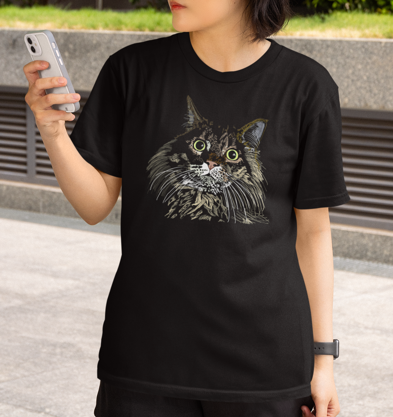 "Cat Mane" from Jamie's Hand-Drawn Cat Collection Unisex Soft-style T-Shirt