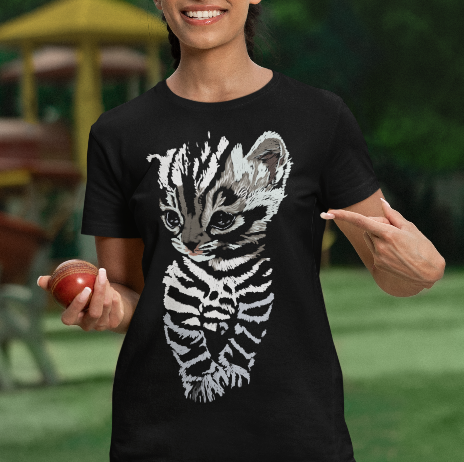 "Striped Kitten" from Jamie's Hand-Drawn Cat Collection Unisex Soft-style T-Shirt