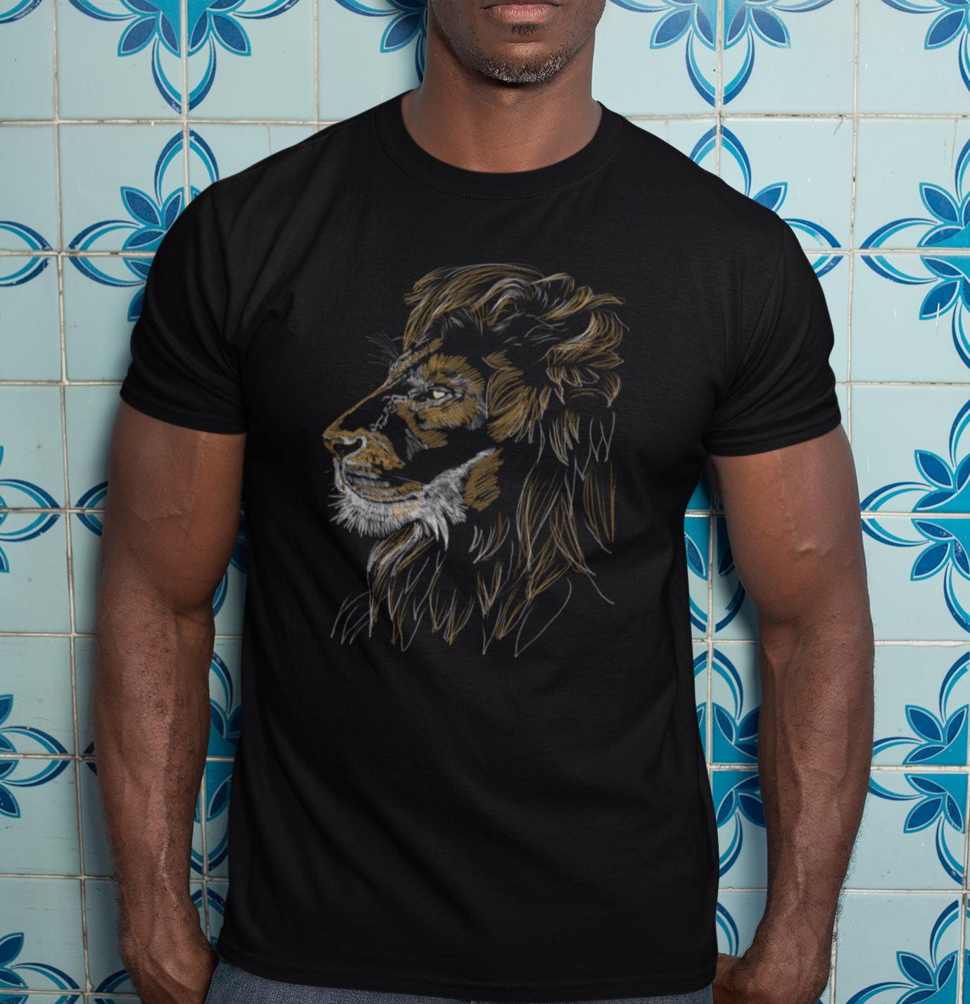 "Golden Lion" from Jamie's Hand-Drawn Cat Collection Unisex Soft-style T-Shirt