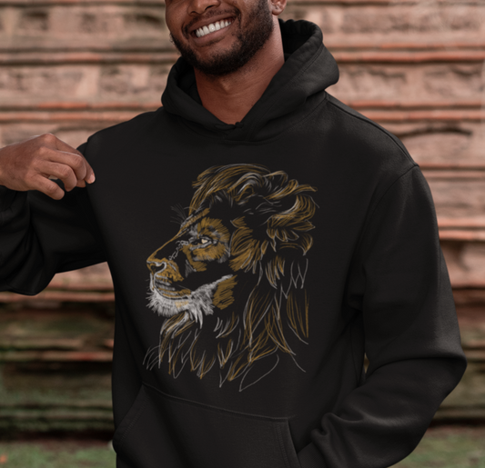 "Golden Lion" from Jamie's Hand-Drawn Cat Collection Unisex Hoodie