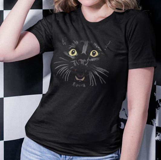 "Toothy Cat" from Jamie's Hand-Drawn Cat Collection Unisex Soft-style T-Shirt