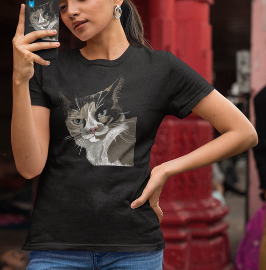 "Not Amused" Jamie's Hand-Drawn Cat Collection Unisex Soft-style T-Shirt