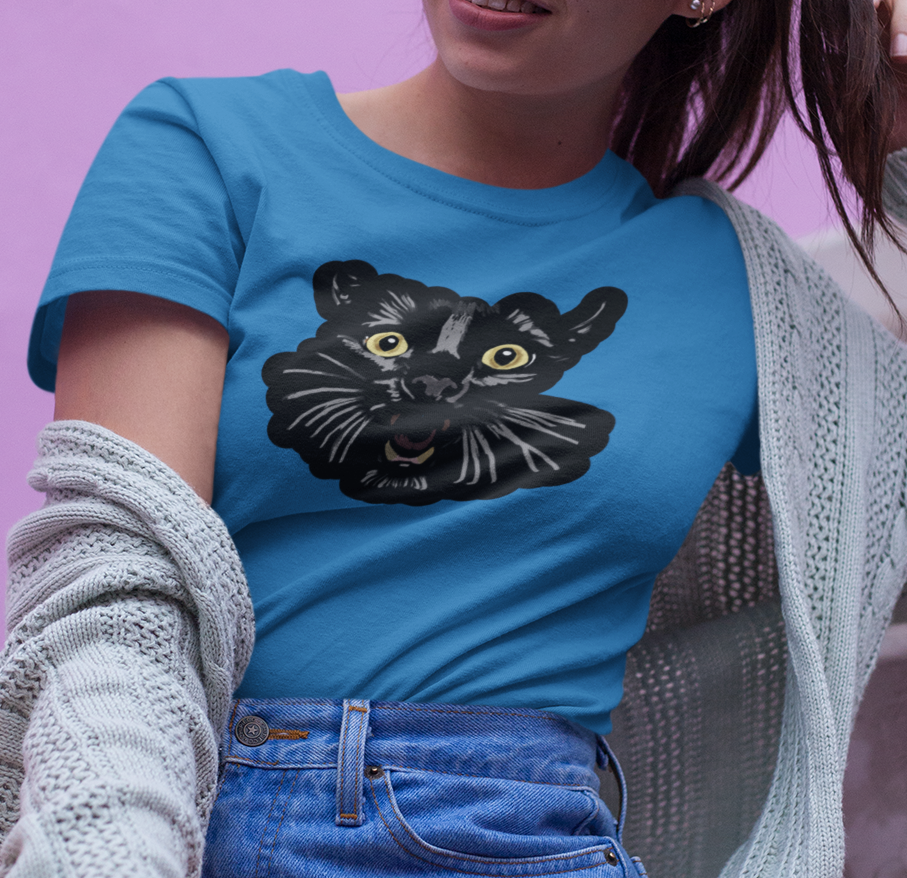 "Toothy Cat" from Jamie's Hand-Drawn Cat Collection Unisex Soft-style T-Shirt