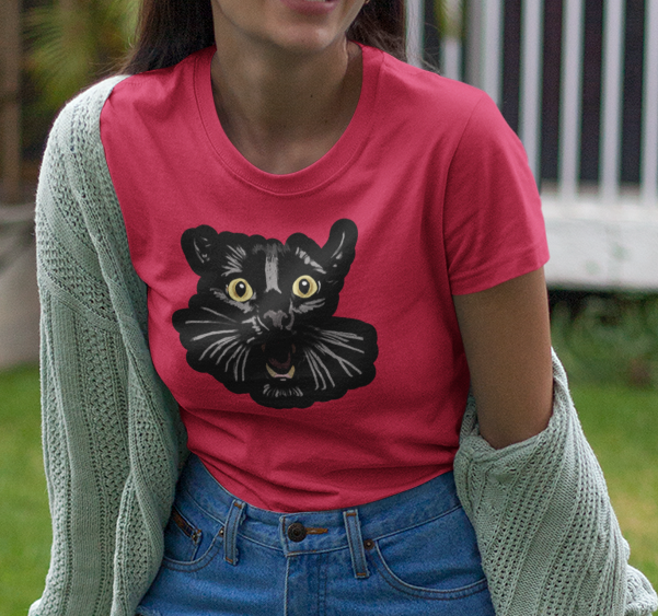 "Toothy Cat" from Jamie's Hand-Drawn Cat Collection Unisex Soft-style T-Shirt