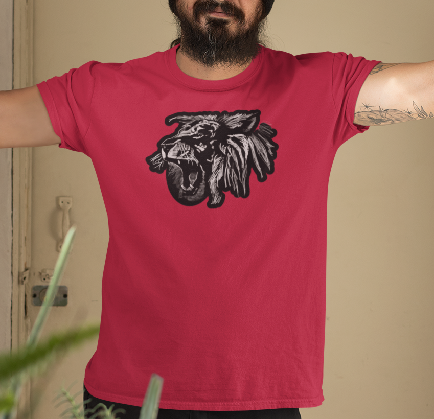 "Lion Rawr" from Jamie's Hand-Drawn Cat Collection Unisex Soft-style T-Shirt