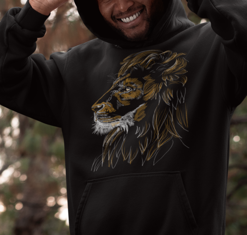 "Golden Lion" from Jamie's Hand-Drawn Cat Collection Unisex Hoodie