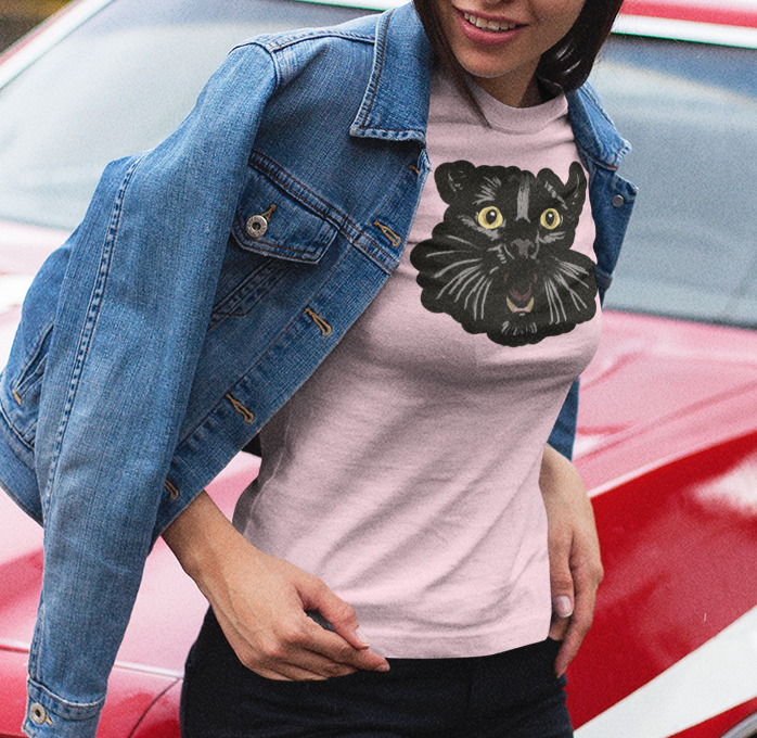 "Toothy Cat" from Jamie's Hand-Drawn Cat Collection Unisex Soft-style T-Shirt