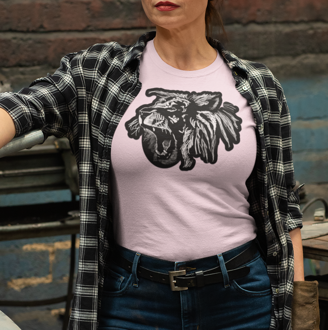 "Lion Rawr" from Jamie's Hand-Drawn Cat Collection Unisex Soft-style T-Shirt