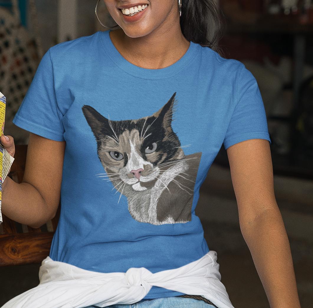 "Not Amused" Jamie's Hand-Drawn Cat Collection Unisex Soft-style T-Shirt
