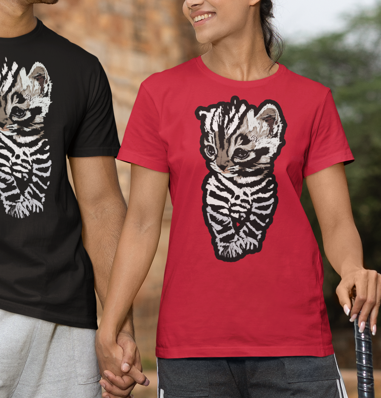 "Striped Kitten" from Jamie's Hand-Drawn Cat Collection Unisex Soft-style T-Shirt