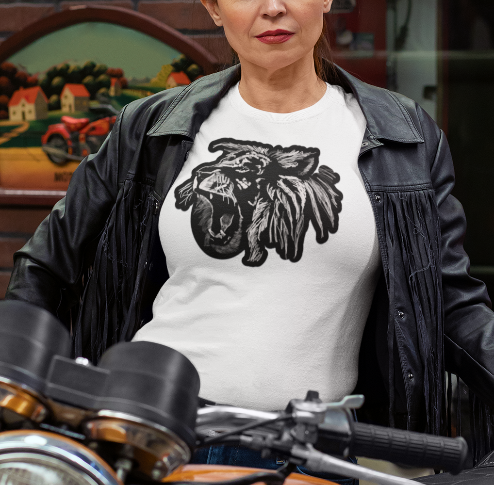 "Lion Rawr" from Jamie's Hand-Drawn Cat Collection Unisex Soft-style T-Shirt