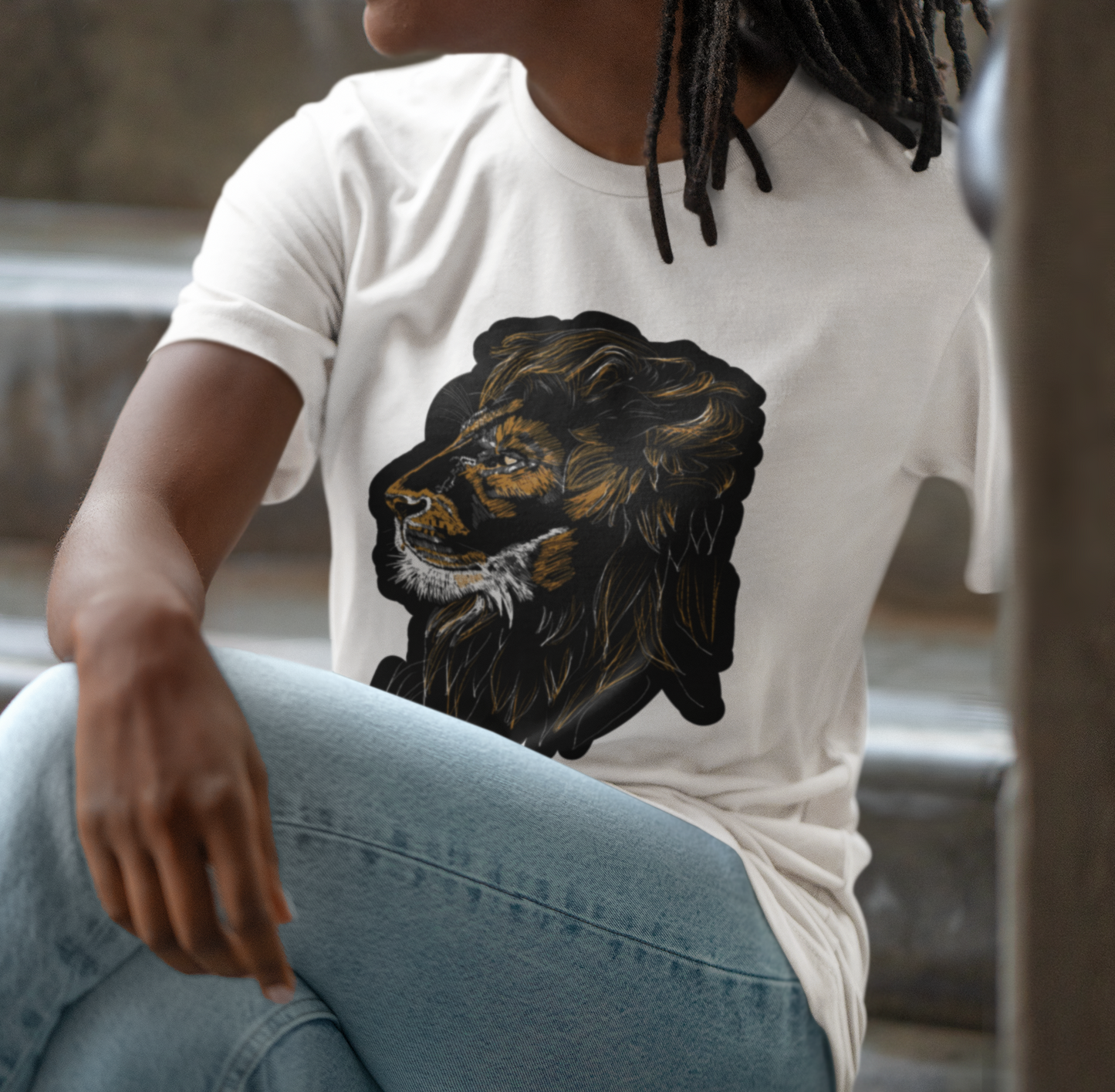 "Golden Lion" from Jamie's Hand-Drawn Cat Collection Unisex Soft-style T-Shirt