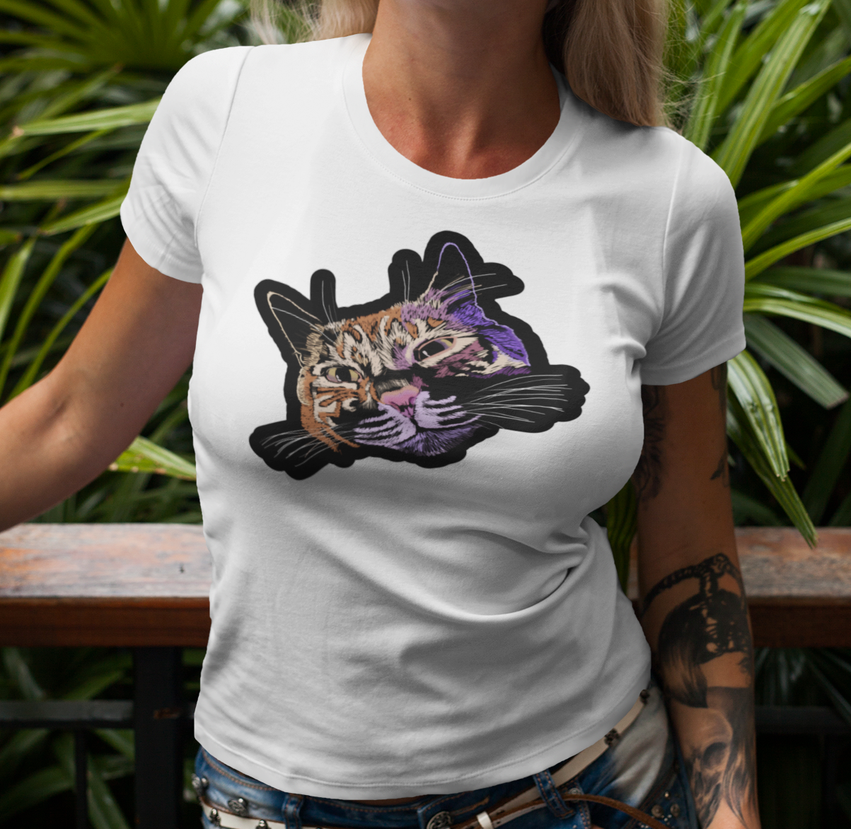 "Lovey Cat" from Jamie's Hand-Drawn Cat Collection Unisex Soft-style T-Shirt