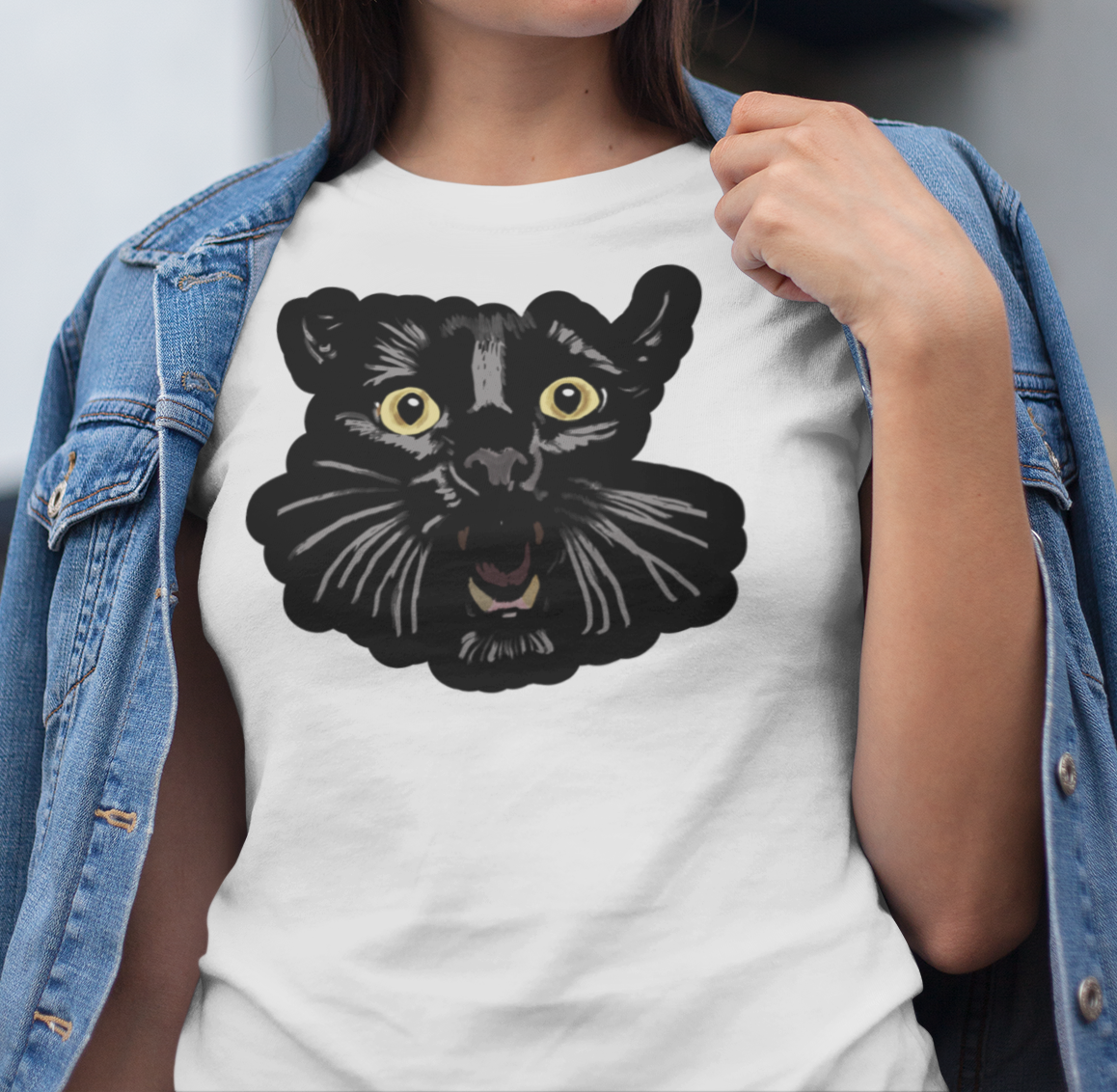 "Toothy Cat" from Jamie's Hand-Drawn Cat Collection Unisex Soft-style T-Shirt