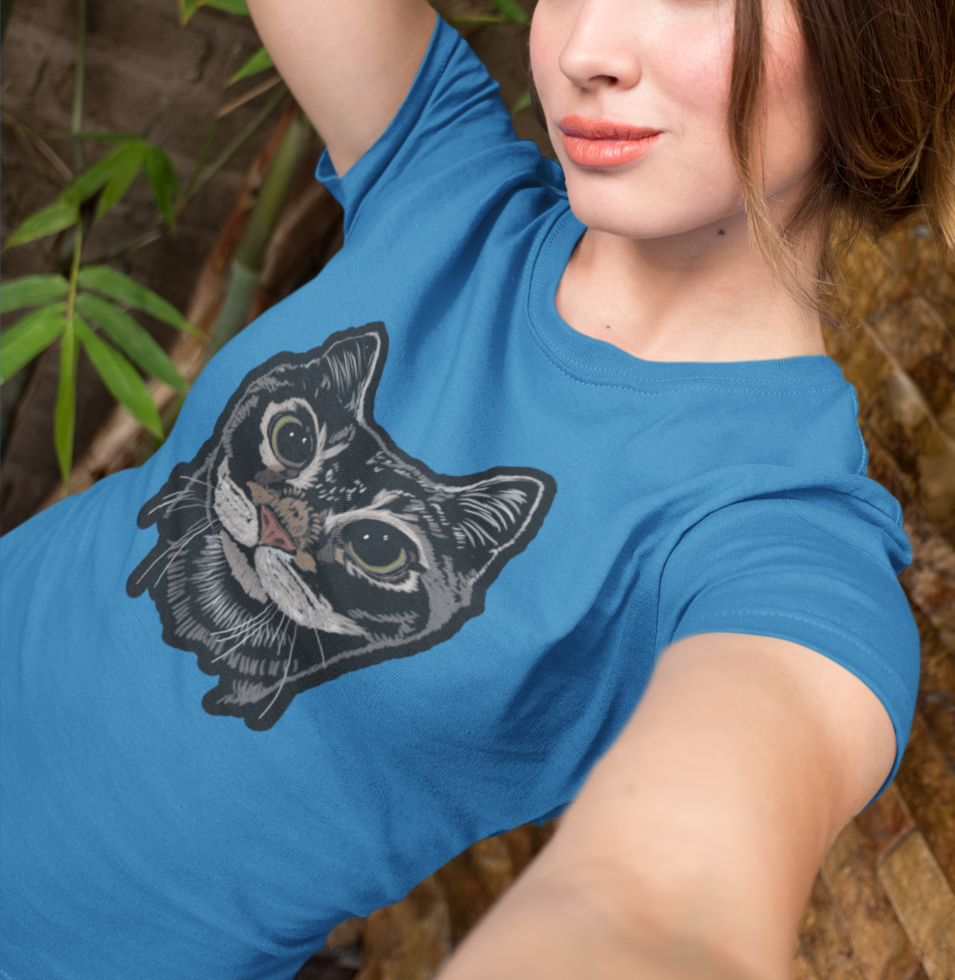 "Boba Eyes Cat" from Jamie's Hand-Drawn Cat Collection Unisex Soft-style T-Shirt