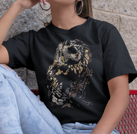 "Cute Brown Owl" from Jamie's Hand-Drawn Owl Collection Unisex Soft-style T-Shirt