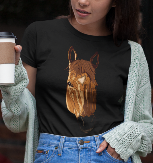 "Long Face, Big Heart" from Jamie's Hand-Drawn Horse Collection Unisex Soft-style T-Shirt