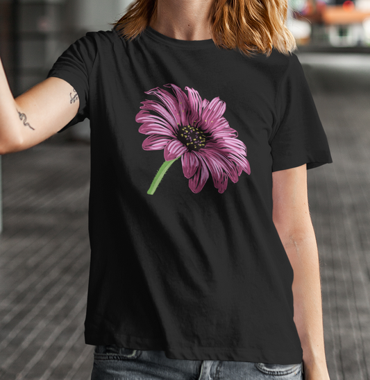 "Pink Cone-flower" from Jamie's Hand-Drawn Floral Collection Unisex Soft-style T-Shirt