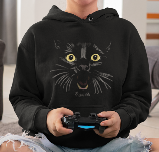 "Toothy Cat" from Jamie's Hand-Drawn Cat Collection Unisex Hoodie