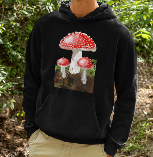 "Amanitas" from Jamie's Hand-Drawn Mushroom Collection Unisex Hoodie
