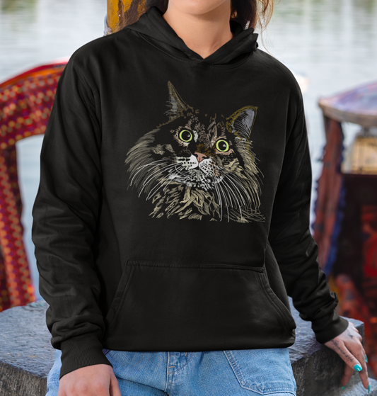 "Cat Mane" from Jamie's Hand-Drawn Cat Collection Unisex Hoodie