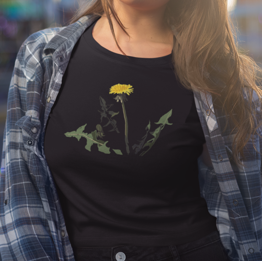 "Dandelion Bloom" from Jamie's Hand-Drawn Floral Collection Unisex Soft-style T-Shirt