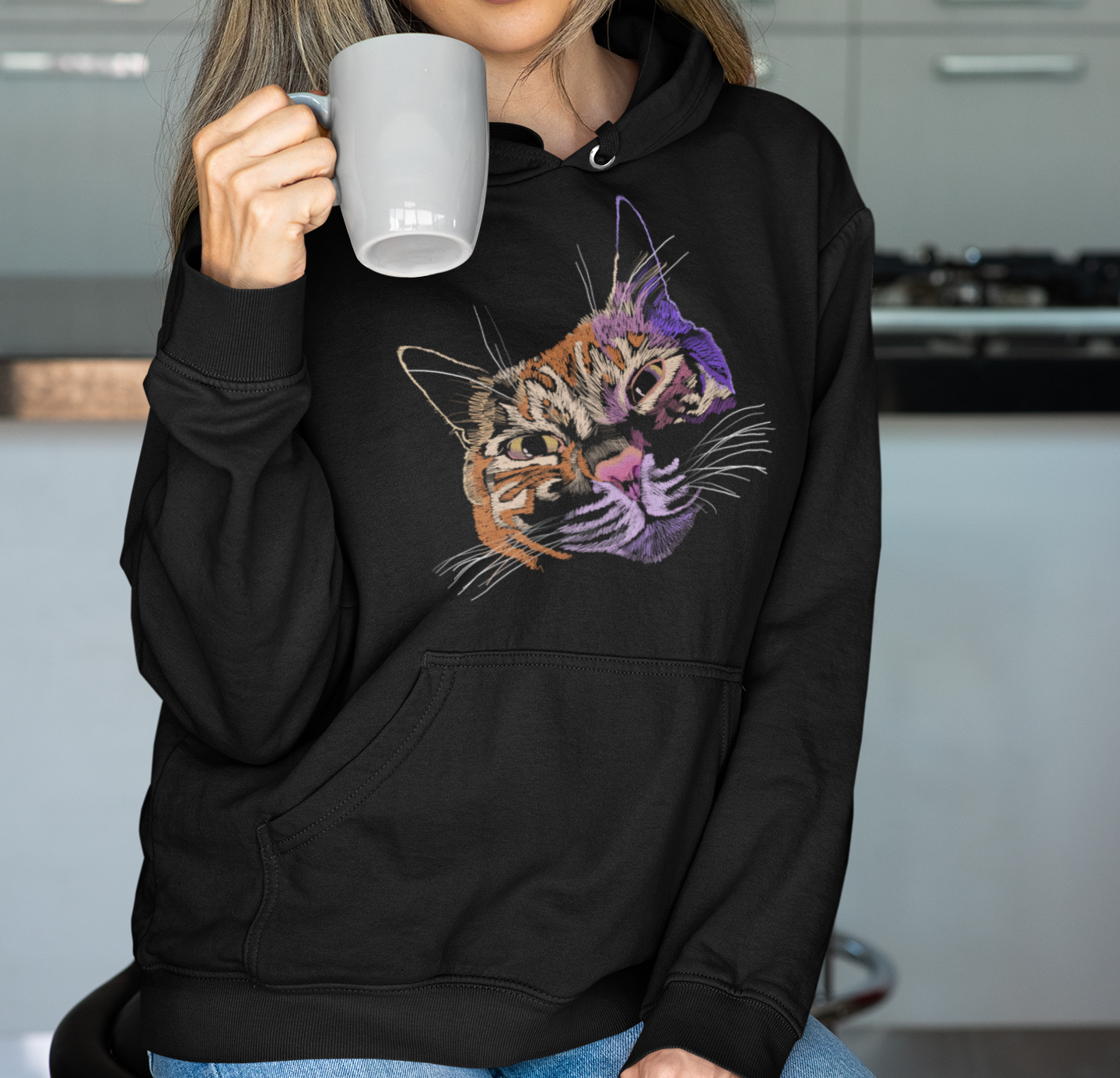 "Lovey Cat" from Jamie's Hand-Drawn Cat Collection Unisex Hoodie