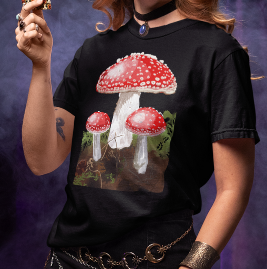 "Amanitas" from Jamie's Hand-Drawn Mushroom Collection Unisex Soft-style T-Shirt