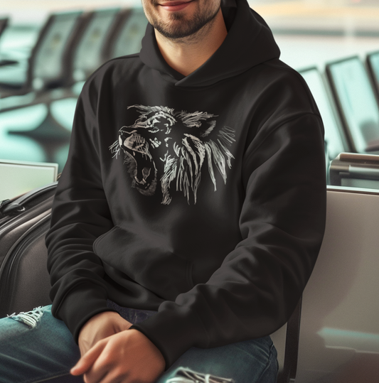 "Lion Rawr" from Jamie's Hand-Drawn Cat Collection Unisex Hoodie