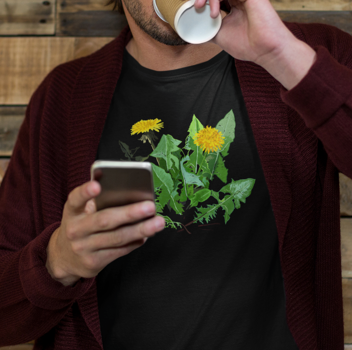 "A Dandelion's Greens" from Jamie's Hand-Drawn Floral Collection Unisex Soft-style T-Shirt