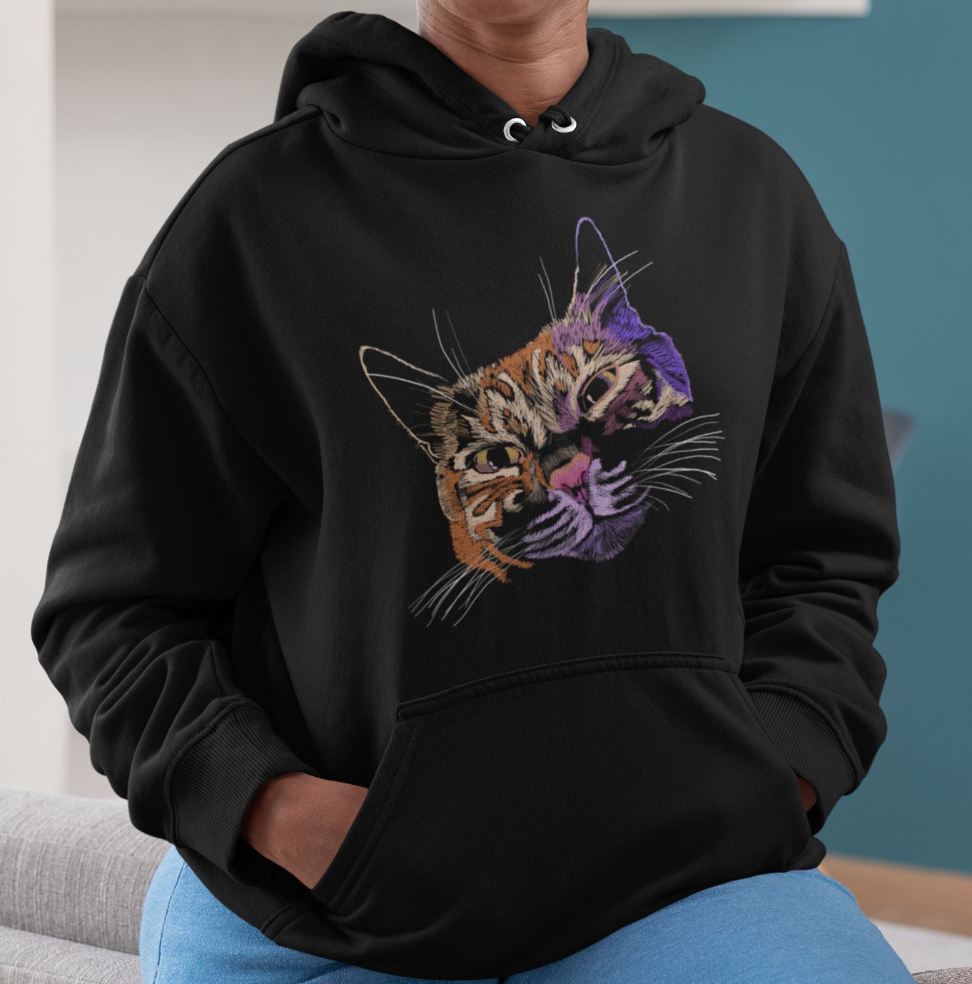 "Lovey Cat" from Jamie's Hand-Drawn Cat Collection Unisex Hoodie