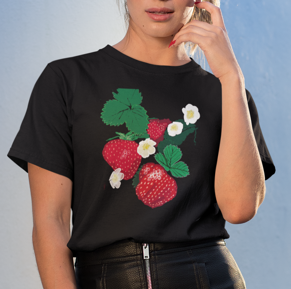 "Strawberry" from Jamie's Hand-Drawn Fruit & Veggies Collection Unisex Soft-style T-Shirt