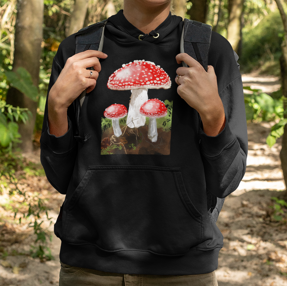 "Amanitas" from Jamie's Hand-Drawn Mushroom Collection Unisex Hoodie