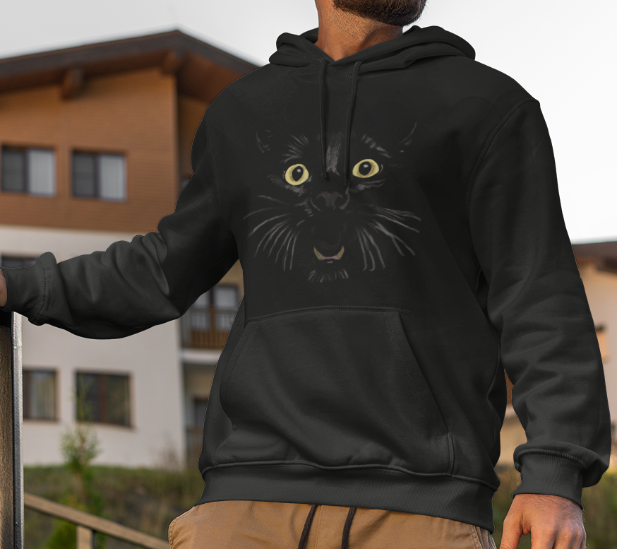"Toothy Cat" from Jamie's Hand-Drawn Cat Collection Unisex Hoodie