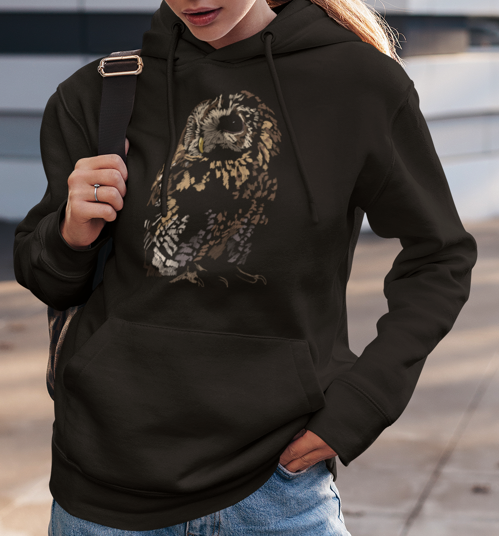 "Cute Brown Owl" from Jamie's Hand-Drawn Owl Collection Unisex Hoodie