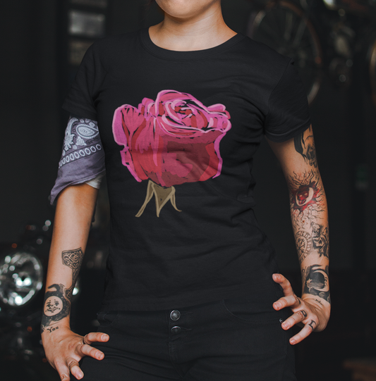 "Red Rose" from Jamie's Hand-Drawn Floral Collection Unisex Soft-style T-Shirt