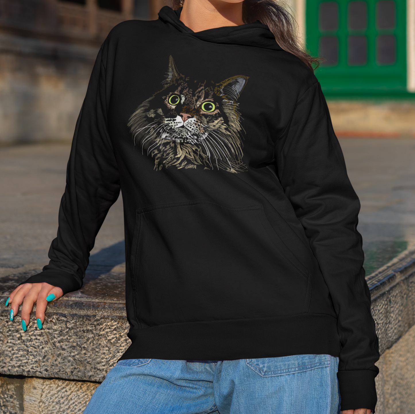 "Cat Mane" from Jamie's Hand-Drawn Cat Collection Unisex Hoodie