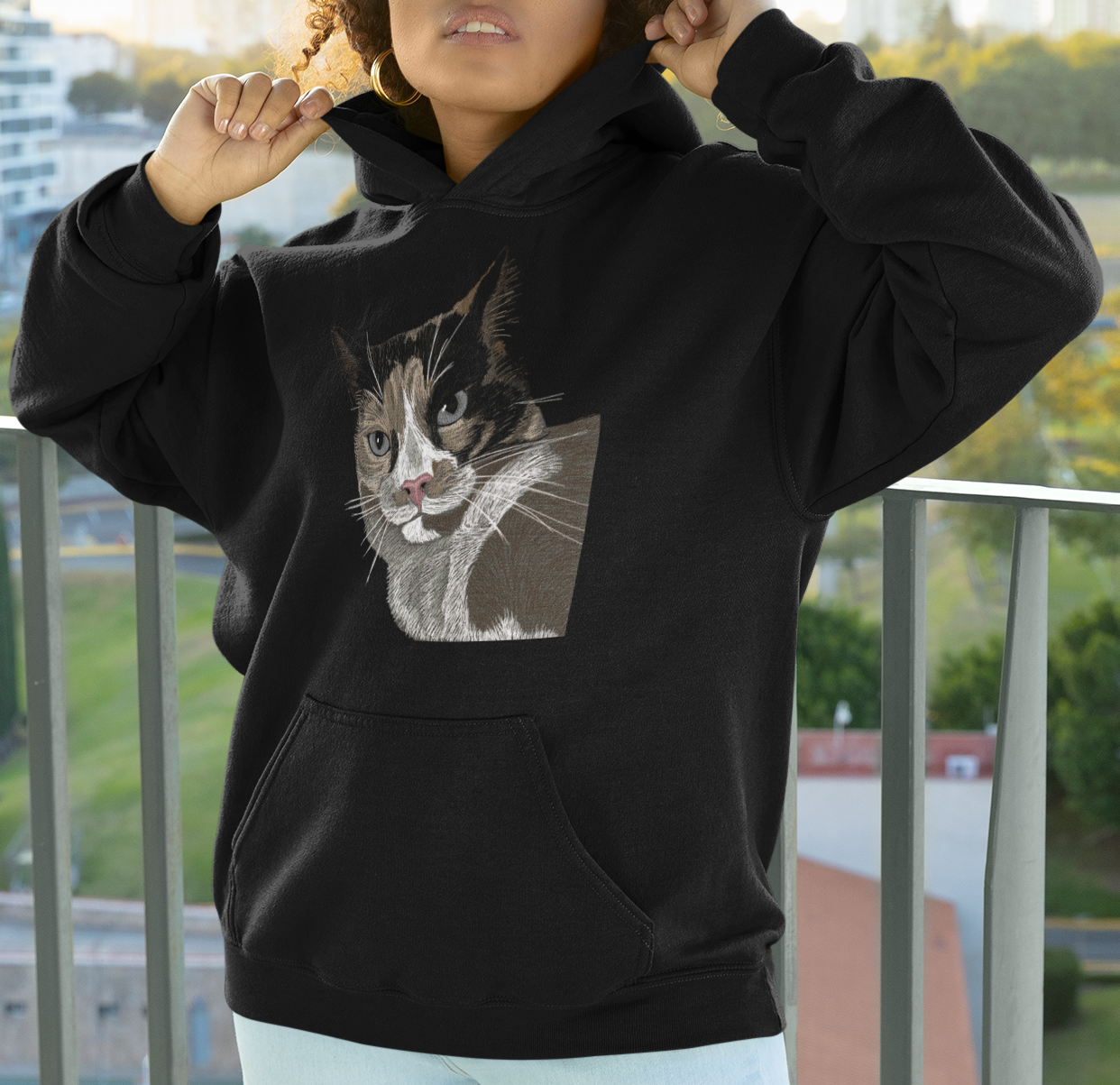 "Not Amused" from Jamie's Hand-Drawn Cat Collection Unisex Hoodie