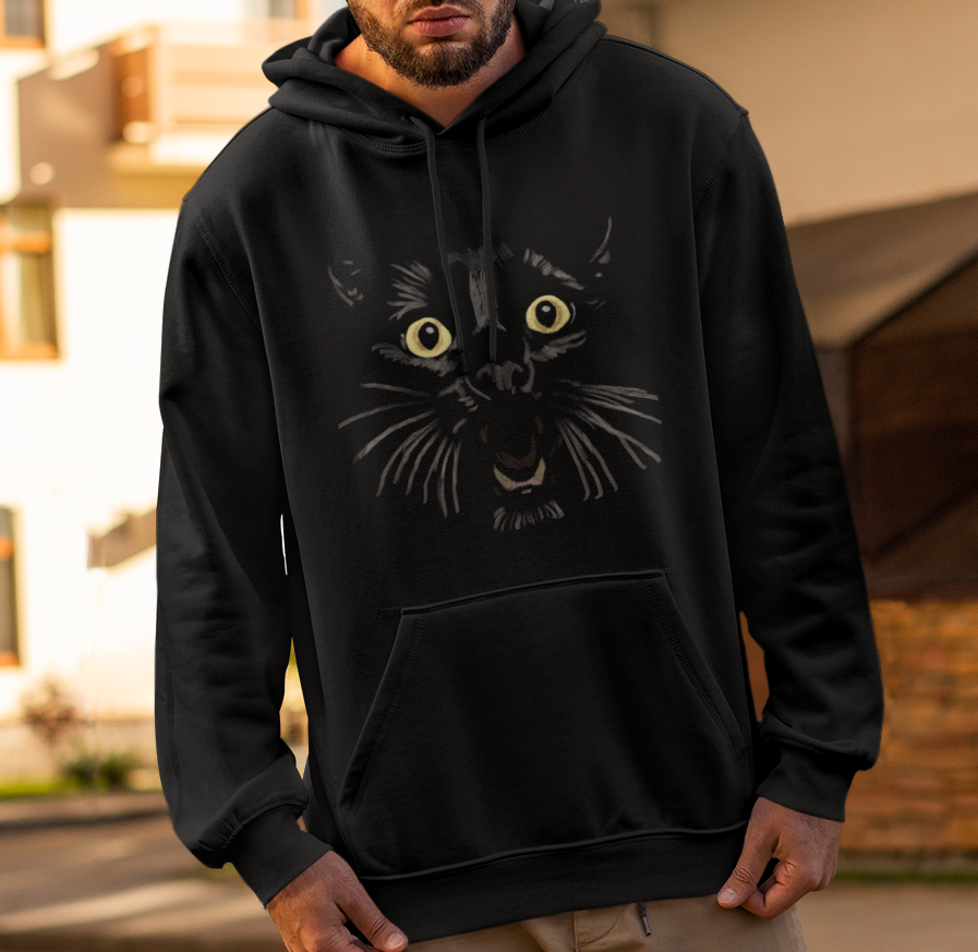 "Toothy Cat" from Jamie's Hand-Drawn Cat Collection Unisex Hoodie
