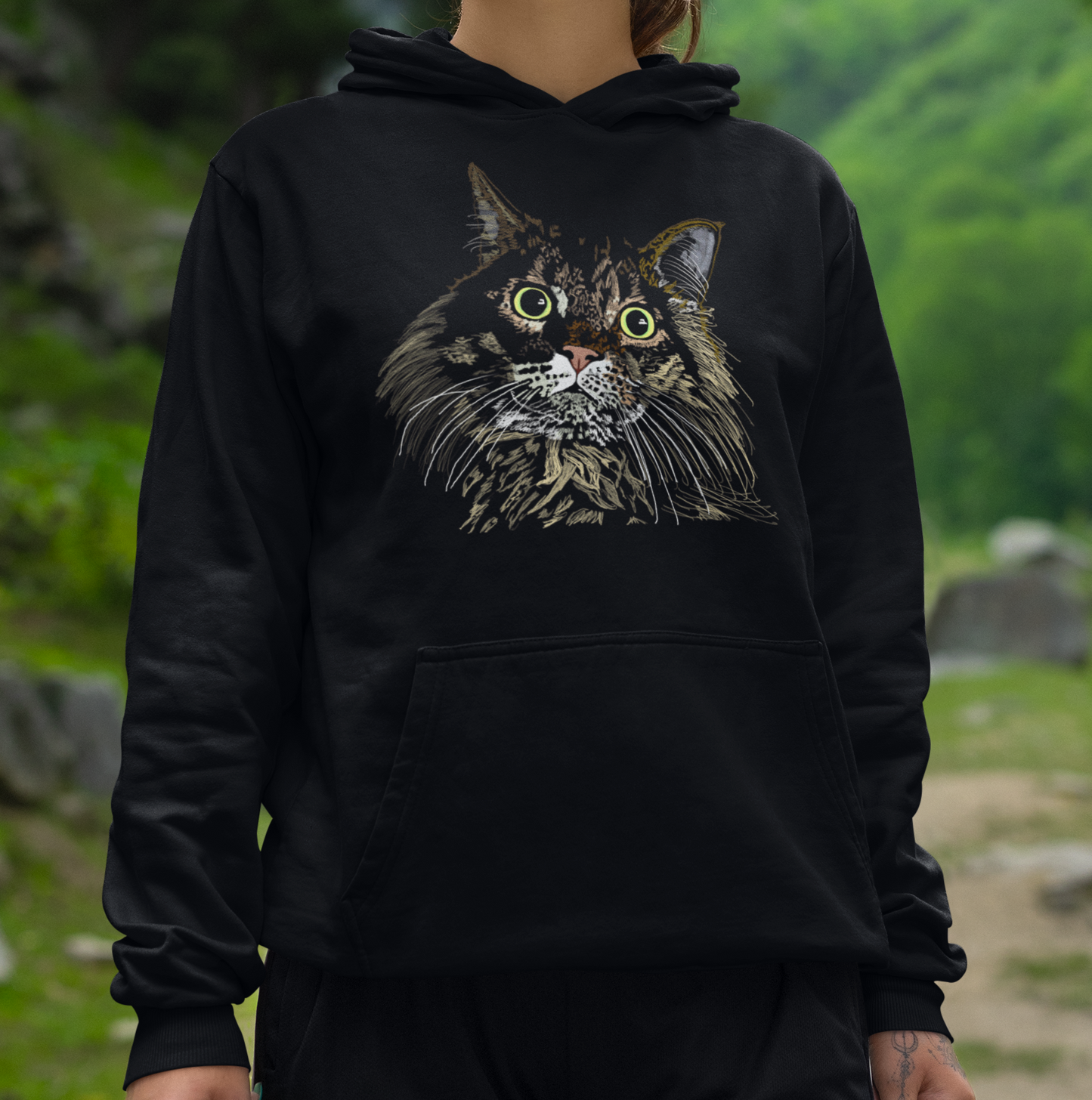 "Cat Mane" from Jamie's Hand-Drawn Cat Collection Unisex Hoodie