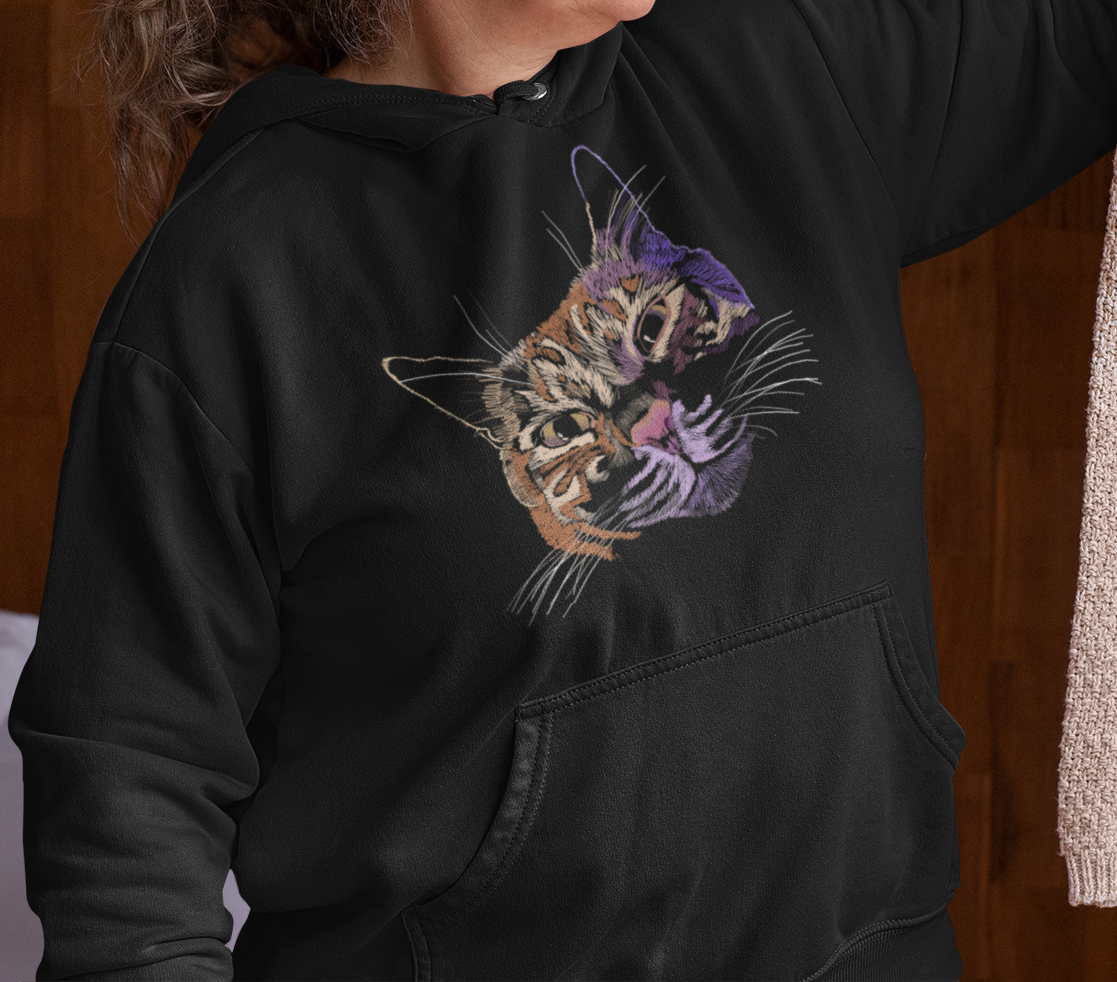 "Lovey Cat" from Jamie's Hand-Drawn Cat Collection Unisex Hoodie