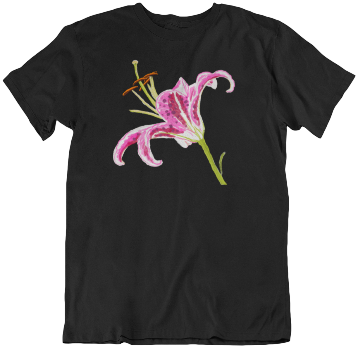 "Pink Lily" from Jamie's Hand-Drawn Floral Collection Unisex Soft-style T-Shirt