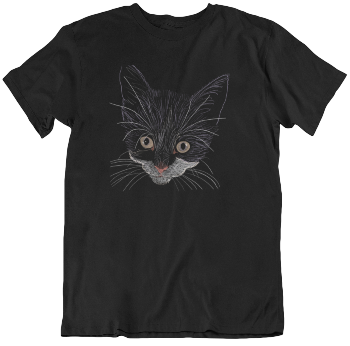 "Grey Eyed Kitty" from Jamie's Hand-Drawn Cat Collection Unisex Soft-style T-Shirt