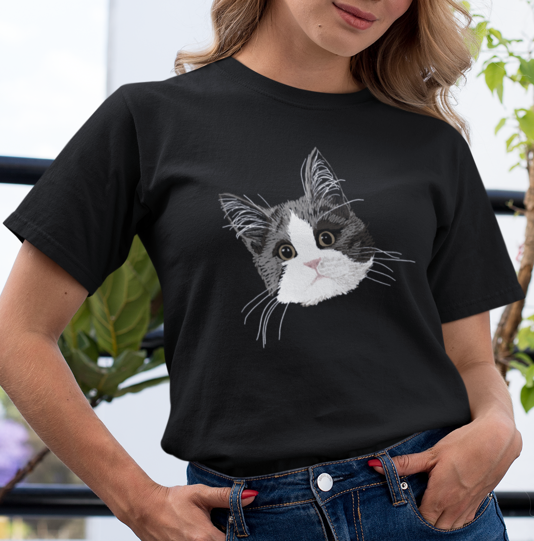 "Royal Shark Mode" from Jamie's Hand-Drawn Cat Collection Unisex Soft-style T-Shirt