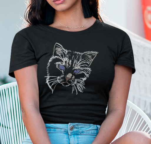 "Puff" from Jamie's Hand-Drawn Cat Collection Unisex Soft-style T-Shirt