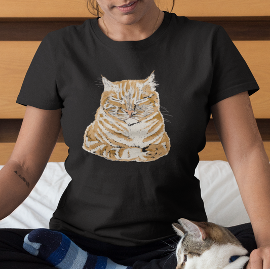 "Orange Sleepy Cat" from Jamie's Hand-Drawn Cat Collection Unisex Soft-style T-Shirt
