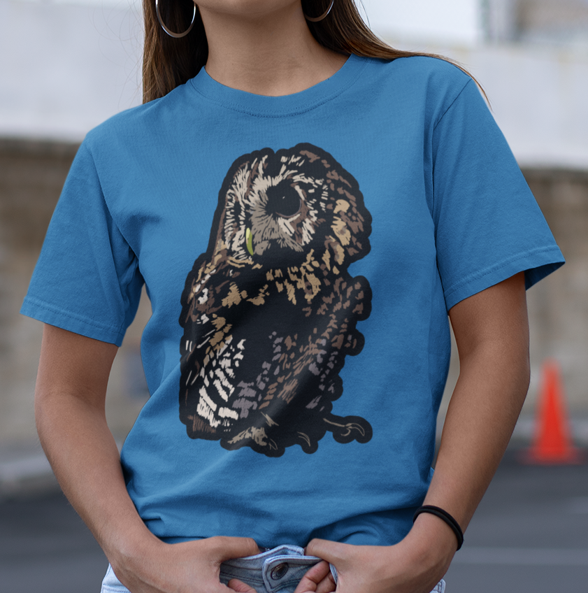 "Cute Brown Owl" from Jamie's Hand-Drawn Owl Collection Unisex Soft-style T-Shirt